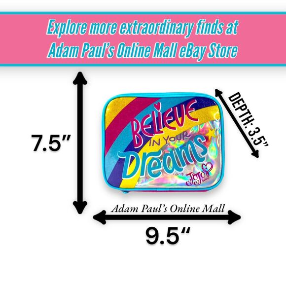 JoJo Siwa Girls Kids Lunch Box Bag Tote Believe in Your Dreams Pink Rainbow NWT - Picture 6 of 16